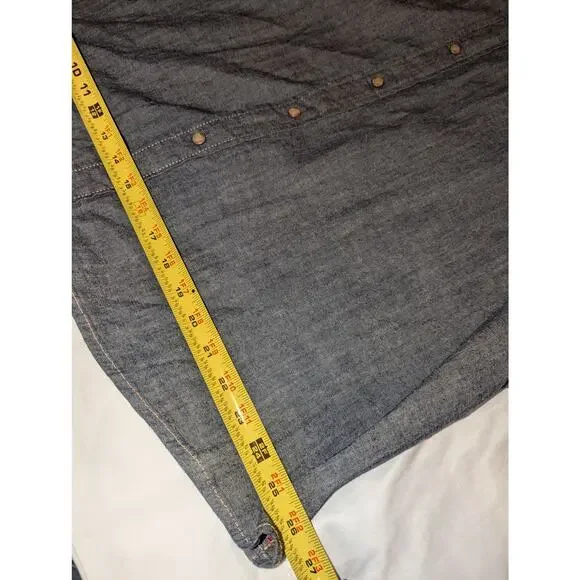 NWT Wrangler Indigo Denim Jean Button Down Stretch Shirt Size XXL 3XL - Picture 6 of 11